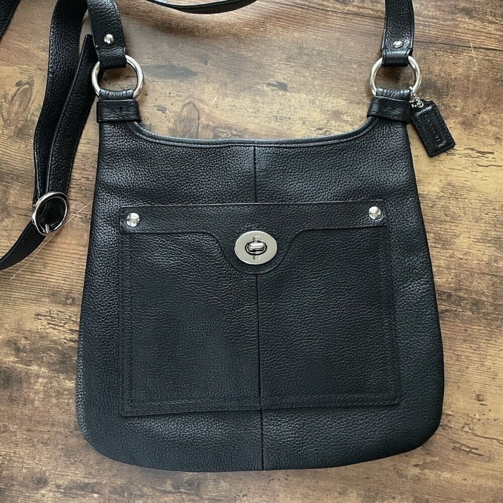 Coach Penelope Slim Crossbody Shoulder Bag Black Pebbled Leather B1168-F16533 - Picture 4 of 13